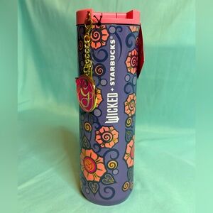 Starbucks x Wicked Glinda Floral Patterned Hot Bev Tumbler & Charm